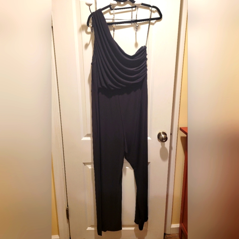 One shoulder jumpsuit.
